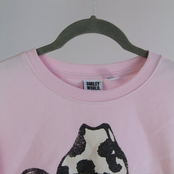 Women's Pink Smiley World Pullover with Happy Face Design Size XS - Picture 4 of 10